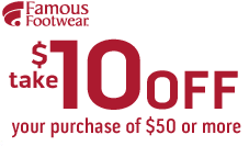 Famous Footwear $10 off Coupon