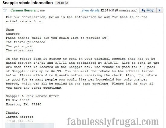Snapple Rebate Information1