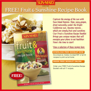 Free Sun Maid Rasins Recipe Booklet
