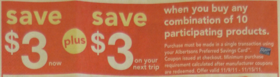 Albertsons save $3 promo