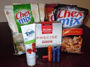 Walgreens Shopping Trip Chex Mix, Toms Toothpaste Precise and Blistex