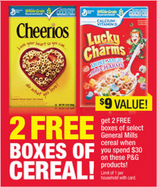 2 boxes cereal wyb 30 of PG