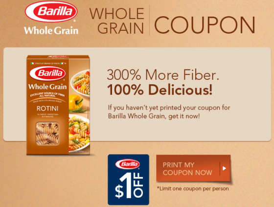 barilla whole grain pasta coupon