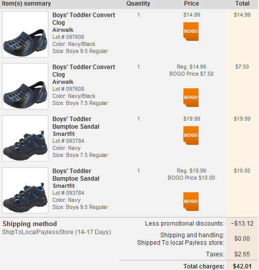 my payless shoes order