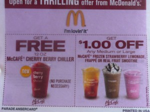 McDonald's McCafe Coupon, Cherry Berry Chiller