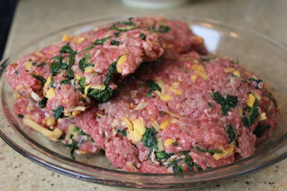 cheesy spinch burger patties