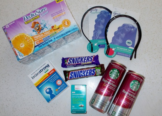 Walgreens Shopping Trip Starbucks Refreshers, Goody headbands, Snickers, Acid Reducers, Gummie Vitamins, Pedisure