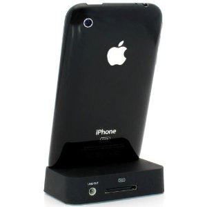 Black Charging Dock Cradle for Apple iPhone 4 with audio output