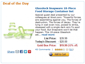 amazon deal of the day glasslock food storgae