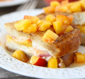 Peaches and cream stuffed french toast