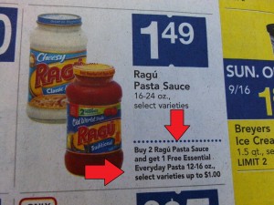 ragu and free pasta