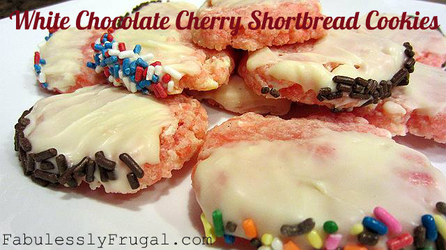 white choc cherry shortbread cookies