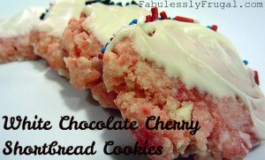white chocolate cherry shortbread cookie