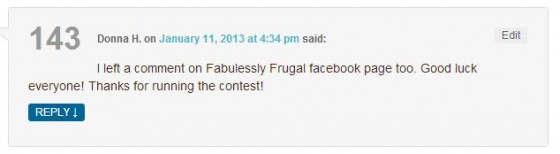 Michaels giveaway winner comment snip
