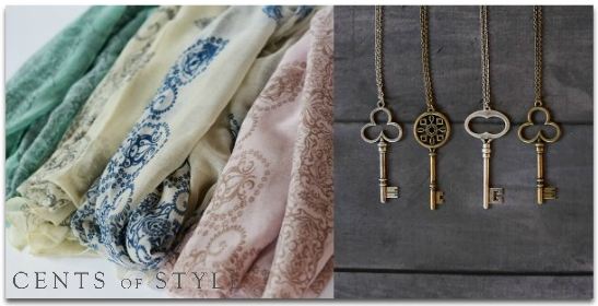 cents of style scarf and key necklace