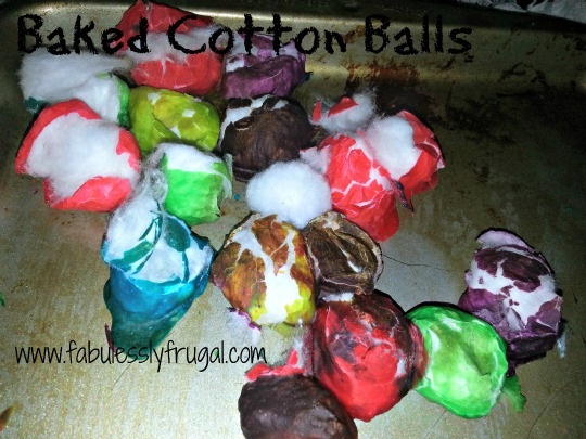 Baked Cotton Balls All Smashed Up