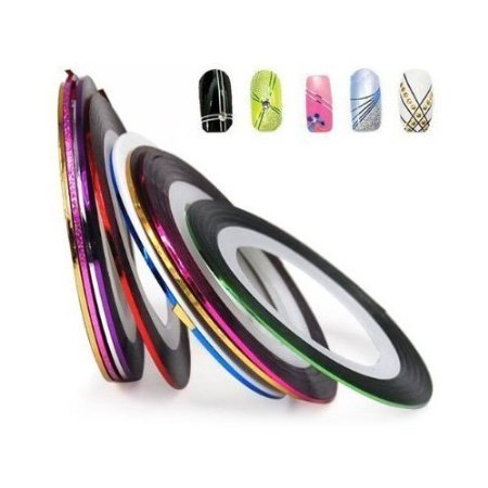 SODIAL- 10 Nail Tape Stripe Decoration Sticker Hologram