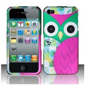 SODIAL Apple iPhone 4 and 4S Protector Case Rubberized Design Cover Owl for AT&T, Verizon and Sprint