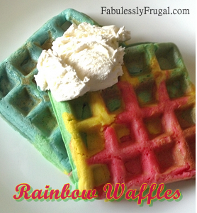 St Patrick's Day Rainbow Waffles