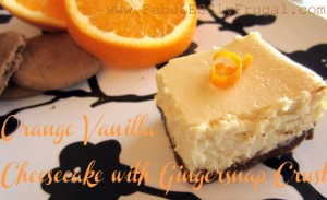 orange vanilla cheesecake bar with gingersnap