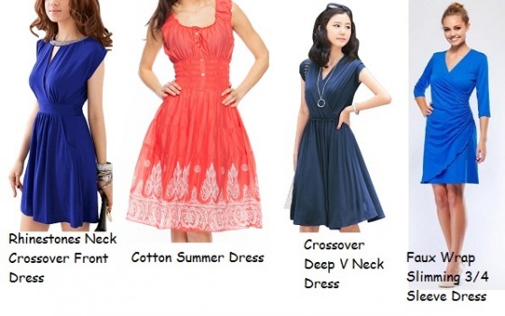 Allegra K Woman Rhinestones Decor Neck Crossover Front Dress Blue XS