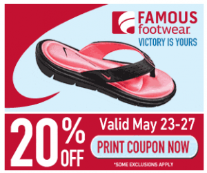Famous Footwear 20 off