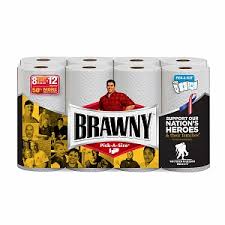 Brawny Paper Towels, White, 8 Giant Rolls