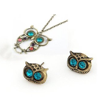 Owl necklace and earrings