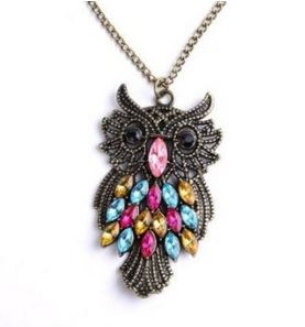 owl crystal pendant necklace