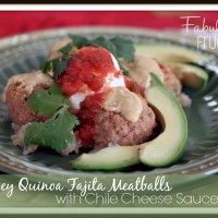 Turkey Quinoa Fajita Meatballs with Chile Cheese Sauce