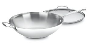 Cuisinart 726-38H Chef's Classic Stainless 14-Inch Stir-Fry Pan with Helper Handle and Glass Cover
