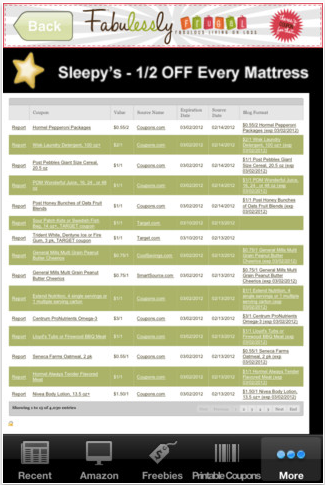 coupon database screen shot
