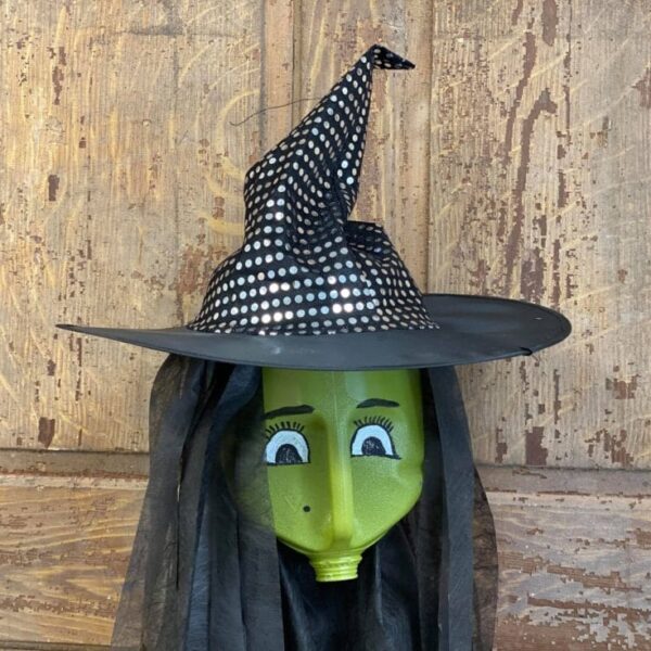 DIY milk jug witch decoration