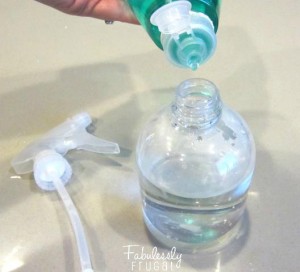 dish soap into the spray bottle