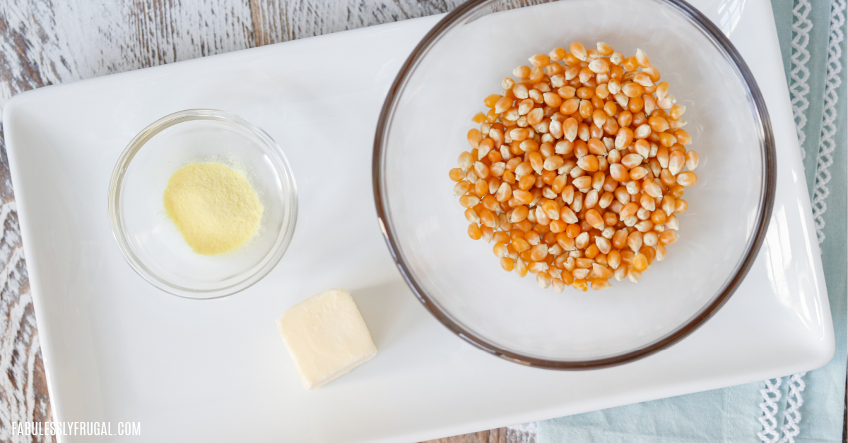 Ingredients for homemade popcorn