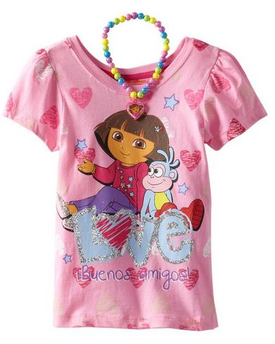 Nickelodeon Girls Dora the Explorer Love Buenos Pullover & Necklace (2 Piece)