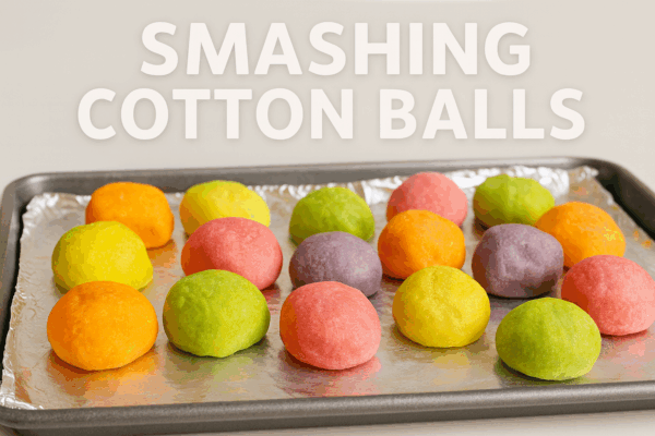 smashing cotton balls kids activity