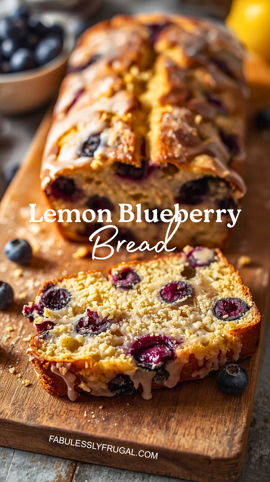 pinterest image lemon blueberry quick bread