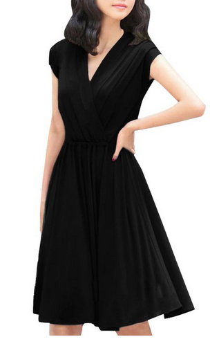 Allegra K Women's Crossover Deep V-Neck Dress
