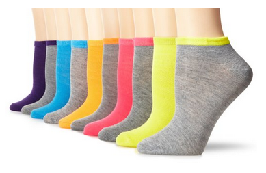 Modern Heritage Women's Ten-Pair Pack Bright Tipped Solid Low-Cut Socks