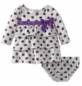 Nannette Baby-girls Infant 2 Piece Polka Dot Bow Dress and Panty
