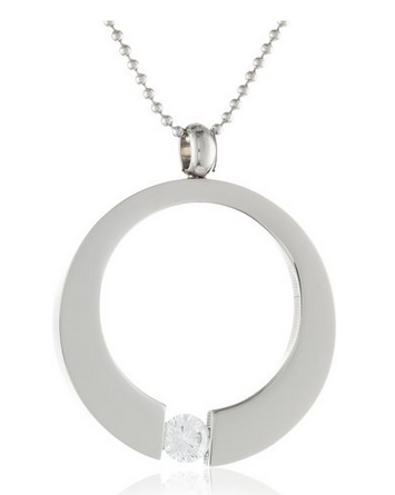 Open Circle with Cubic Zirconia Pendant Necklace