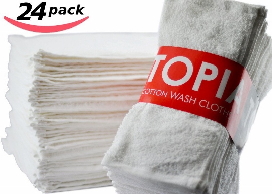 Utopia Washcloths, 24-Pack, White (540x385)