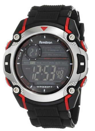 Armitron Sport Men's 408232RED Chronograph Black Resin Strap Watch