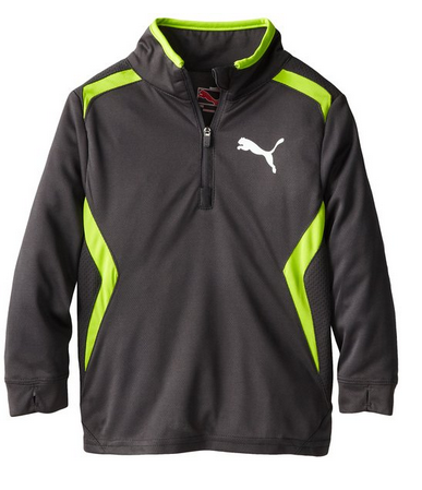 PUMA Little Boys' Long Sleeve Angled Quarter Zip Pull Over Toddler