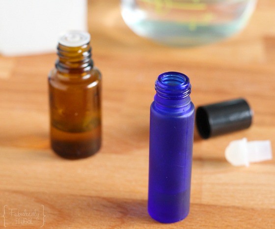 essential oil in a roller bottle for natural bug repellent spray