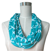 Womens Interlocking Chain Square Pattern Scarf w/ Zipper Pocket - Pop Fashion...