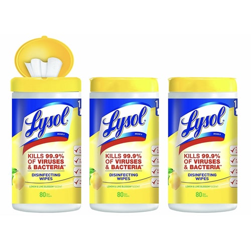 Lysol Disinfecting Wipes, Lemon & Lime Blossom, 240ct (3X80ct) $6.48 (Reg. $20)