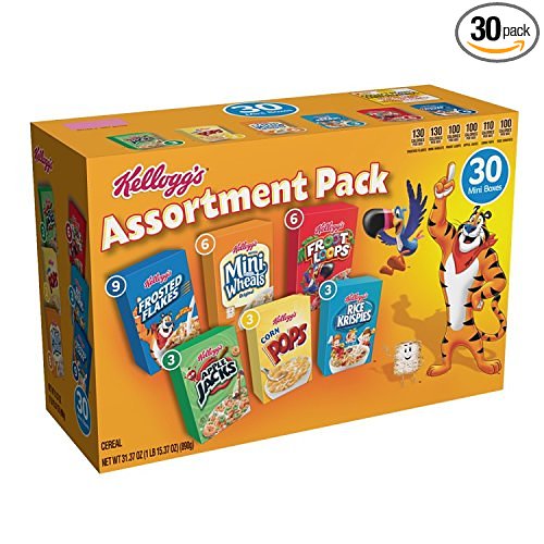 Kellogg’s Breakfast Cereal Jumbo Assortment Pack (Single-Serve Boxes,...