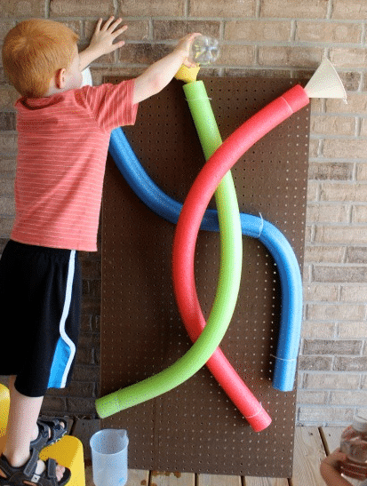 water wall with pool noodles